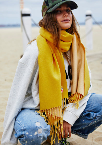 VINTAGE LUXE TASSEL SCARF - YELLOW TWO TONE
