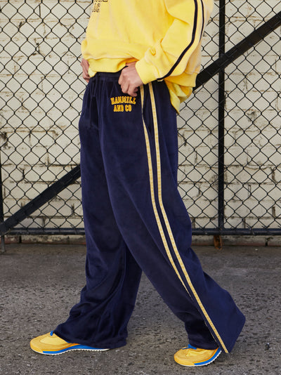 URBAN VELOUR PANT - NAVY/YELLOW