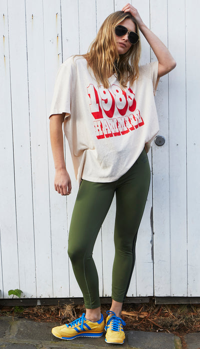 VARSITY LEGGING - KHAKI/BLACK - SALE