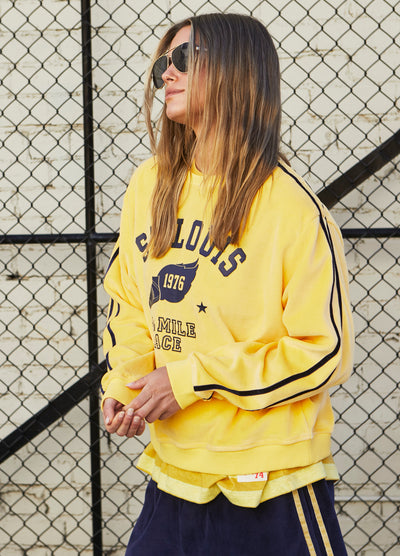 URBAN VELOUR SWEAT - LEMON/NAVY