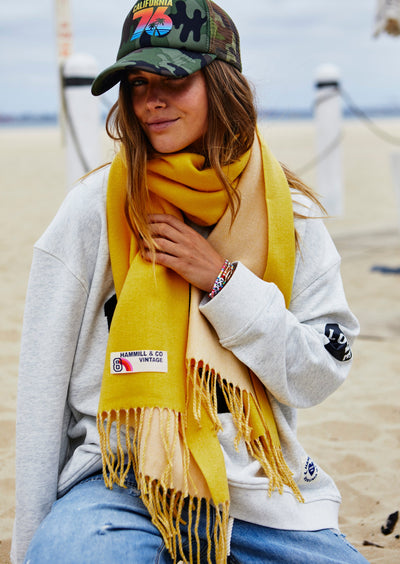 VINTAGE LUXE TASSEL SCARF - YELLOW TWO TONE