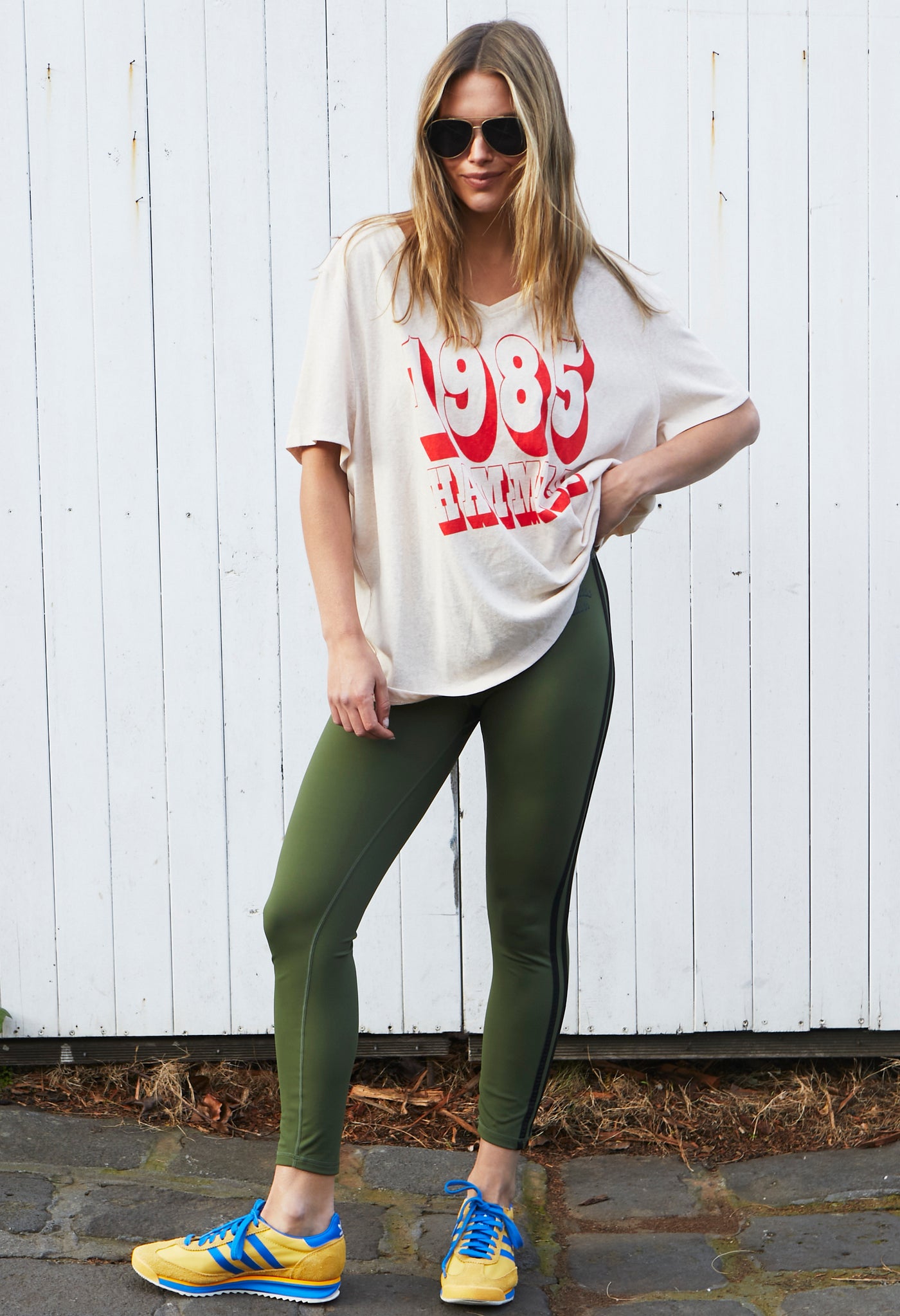 VARSITY LEGGING - KHAKI/BLACK - SALE