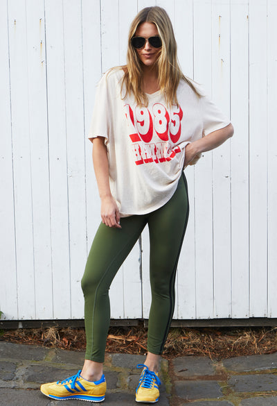 VARSITY LEGGING - KHAKI/BLACK - SALE