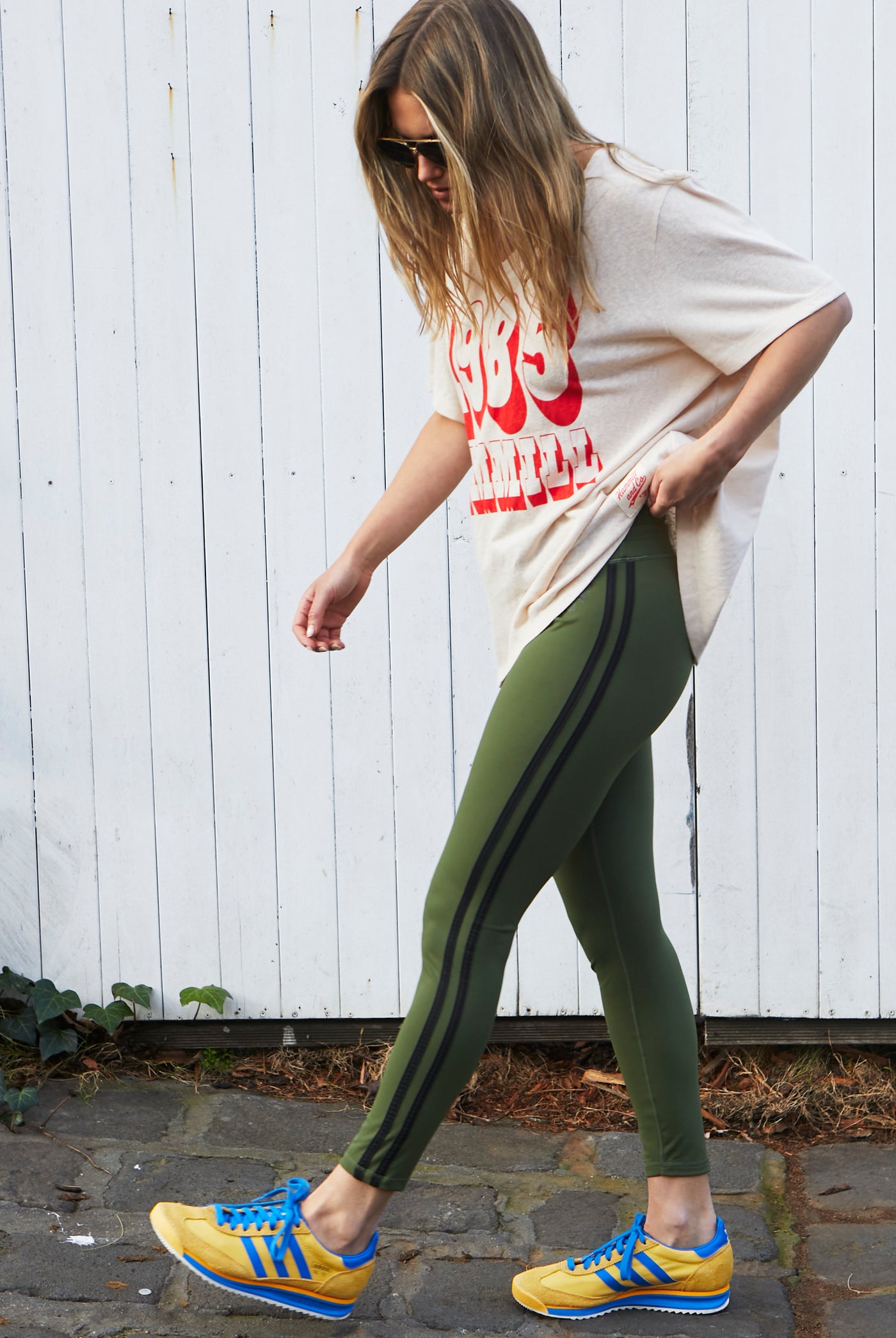 VARSITY LEGGING - KHAKI/BLACK - SALE