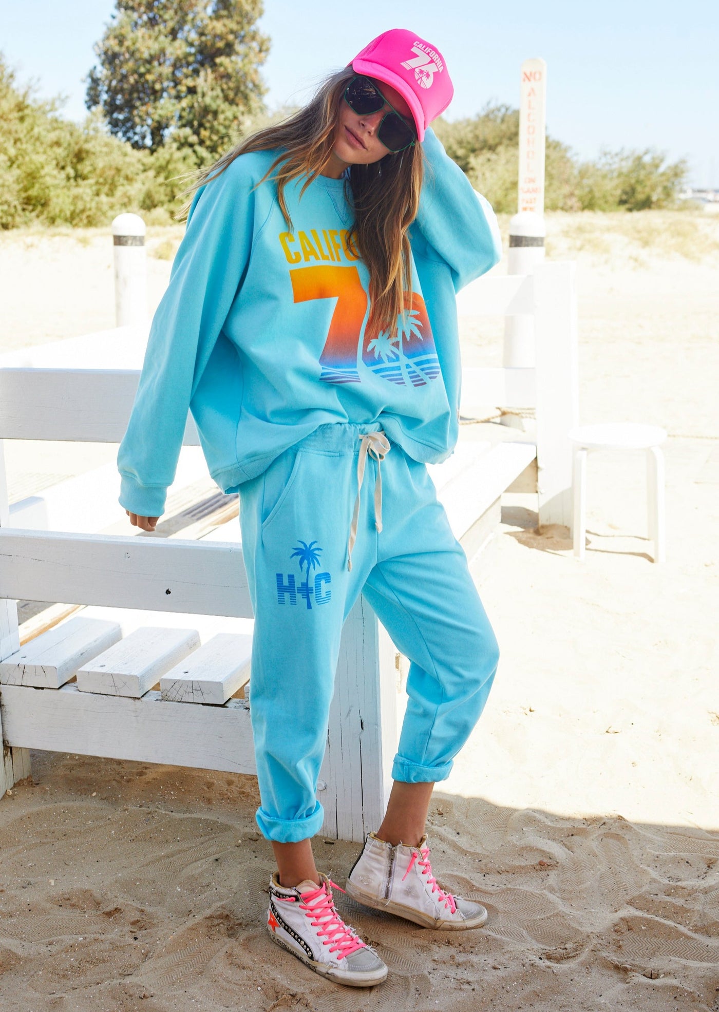 CALIFORNIA TRACK PANT - AQUA - SALE