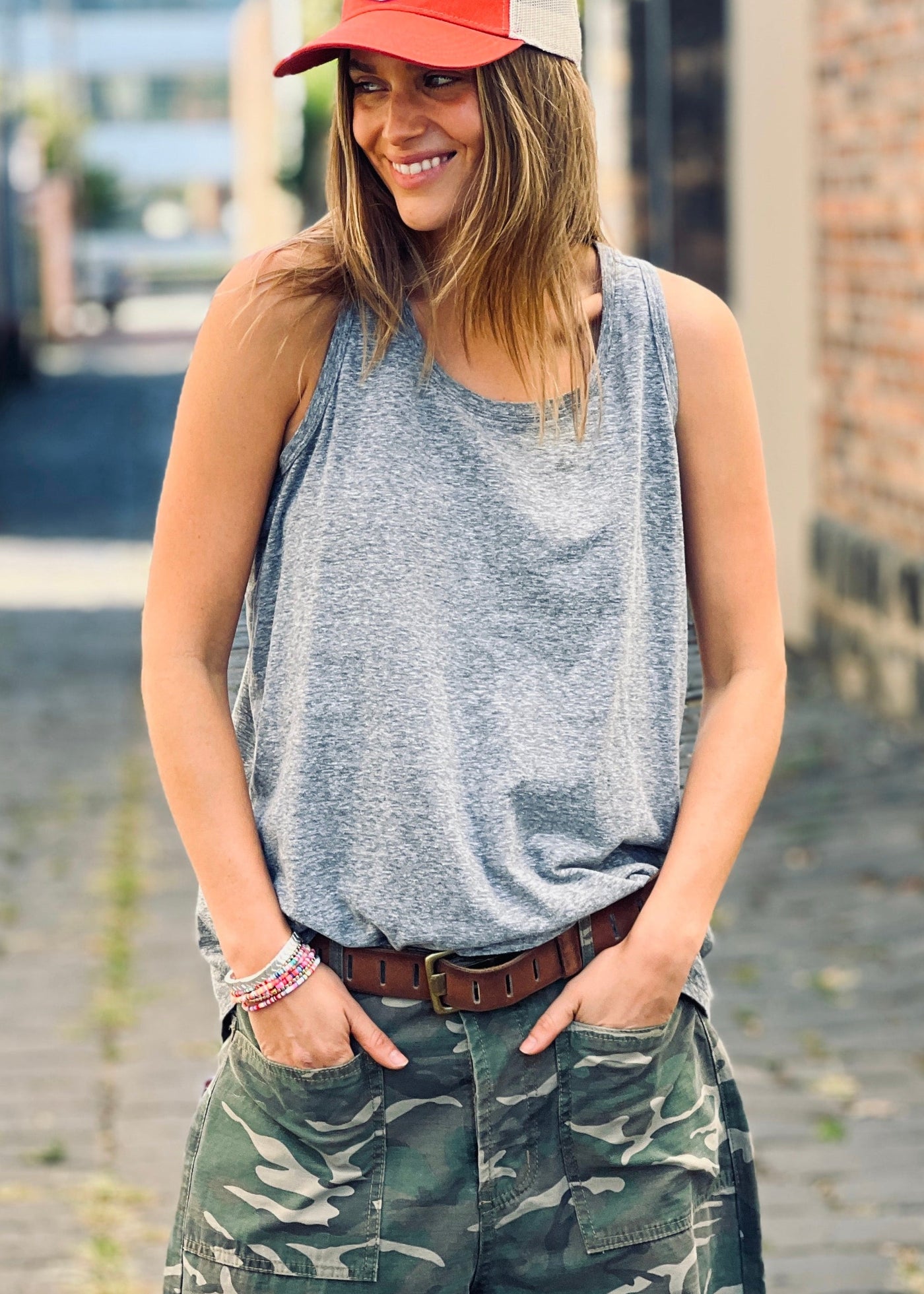 LAYERING TANK - GREY MARLE