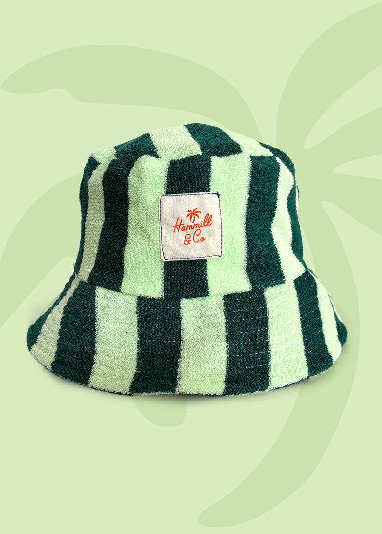 STRIPE BUCKET HAT - GREEN
