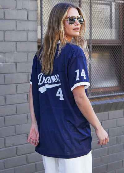 VARSITY DREAMER MESH TEE - NAVY