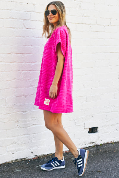SALT & SUNSHINE TOWELLING COVER-UP - HOT PINK