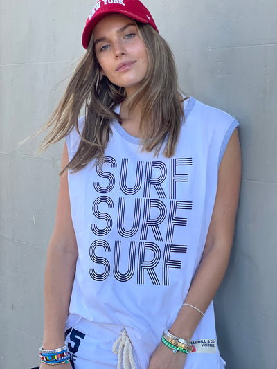 SURF SUMMER TANK - WHITE/BLACK - SALE