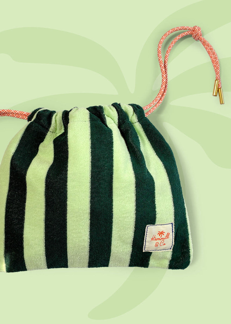 STRIPE DRAWCORD  BAG - GREEN STRIPE