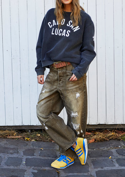 VINTAGE WASH DISTRESSED ARMY JEAN